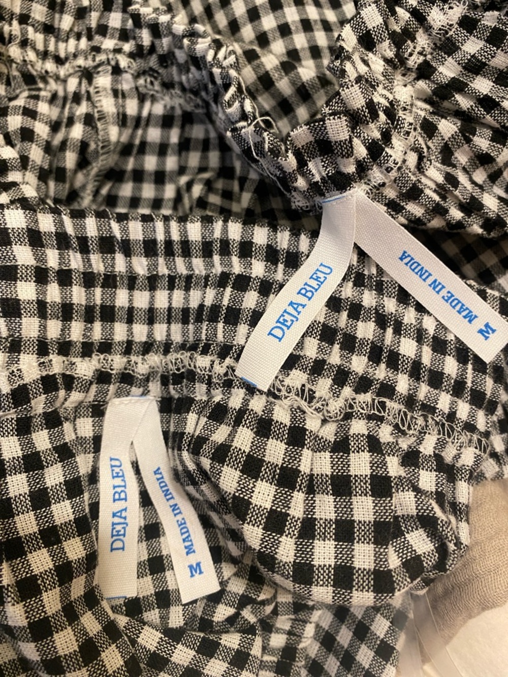 DEJA BLUE Set Black & White Gingham TOP & Tiered Maxi Skirt - Women. Size M - Picture 6 of 13